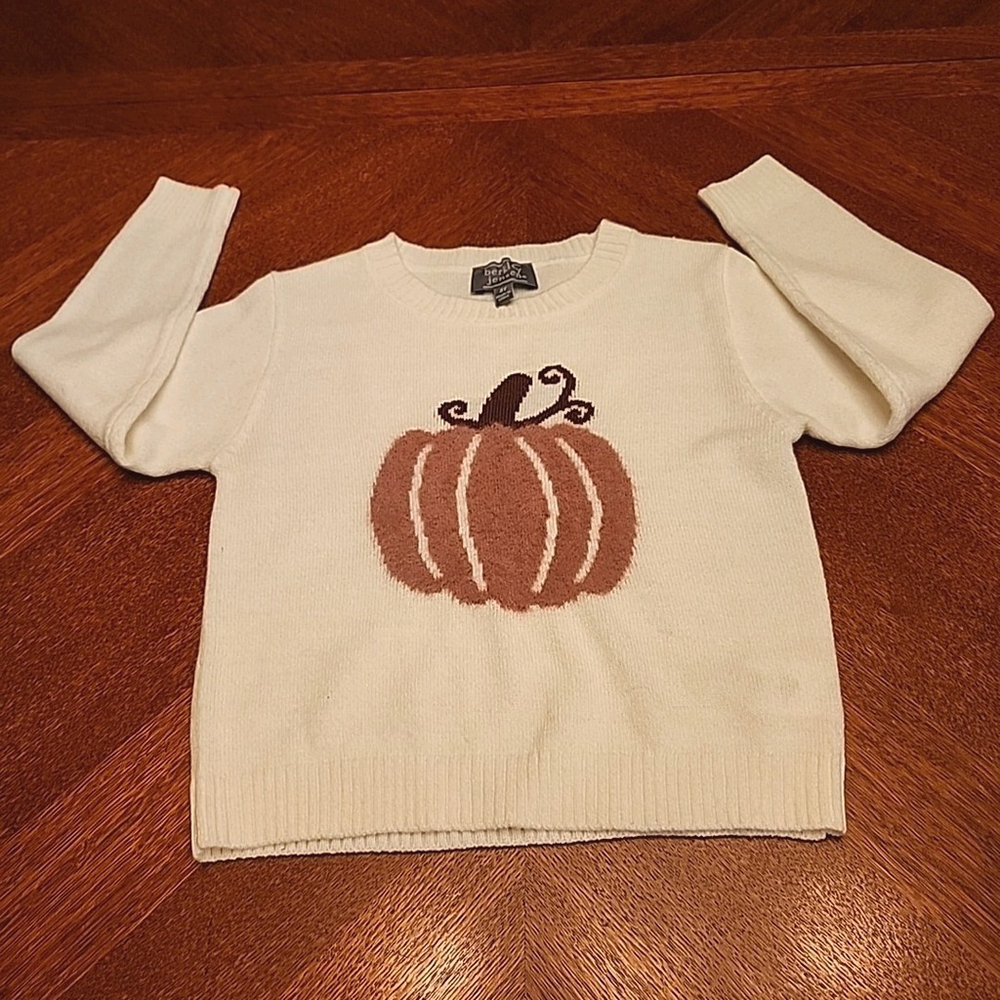 Berkley Jensen White 3T Long Sleeve Pink Pumpkin Sweater A1 - Picture 3 of 5